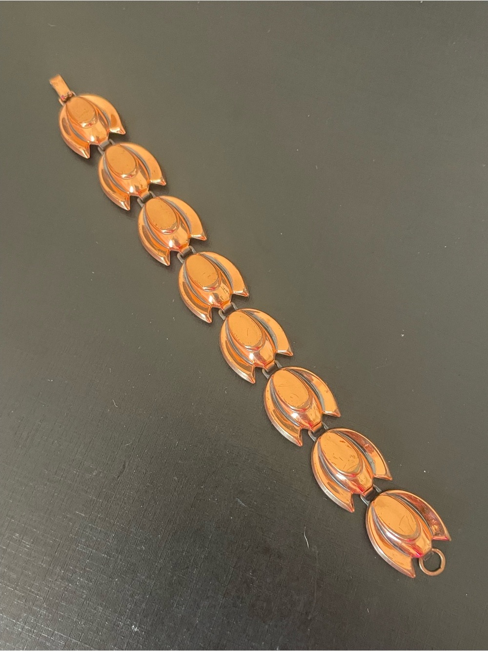 Renoir Copper 3D Tulip Link Bracelet Mid Century Modern